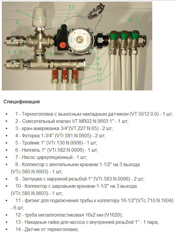 Схема отопления с теплым полом и радиаторами