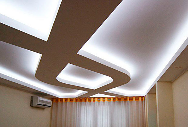 Красивый потолок из гипсокартона с подсветкой