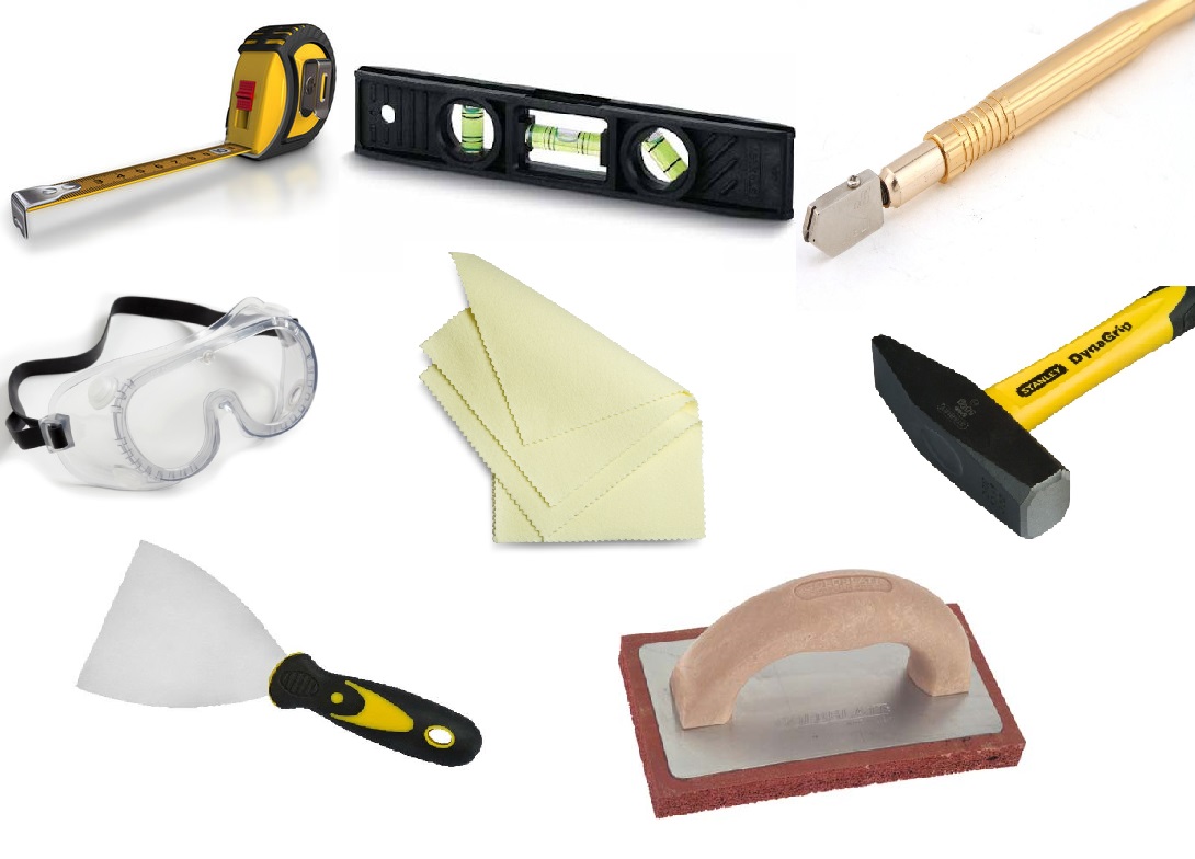 Укладка мозаики на сетке на стены и пол